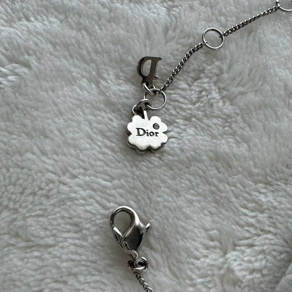 Dior Silver Heart-Link Necklace with Center D Charm - Picture 3 of 5